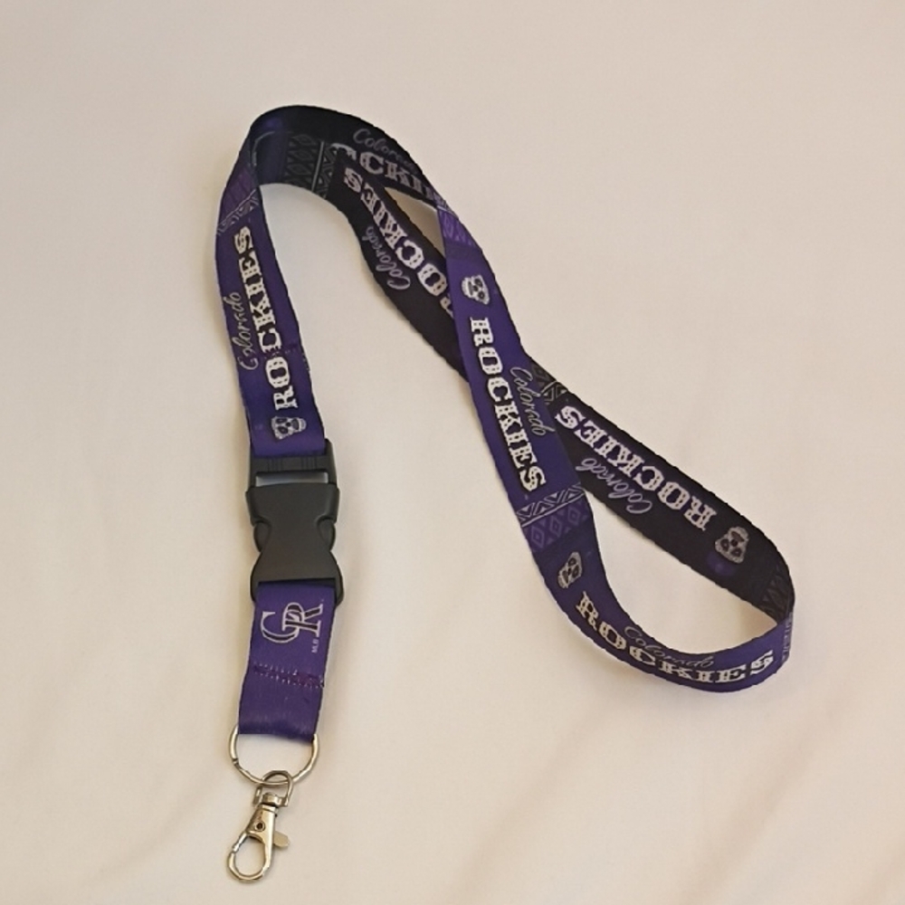 New MLB Colorado Rockies Purple Skull  Logo Lanyard